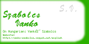 szabolcs vanko business card